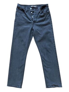 Levi’s jeans Wedgie straight button fly high rise stretchy faded black denim 30
